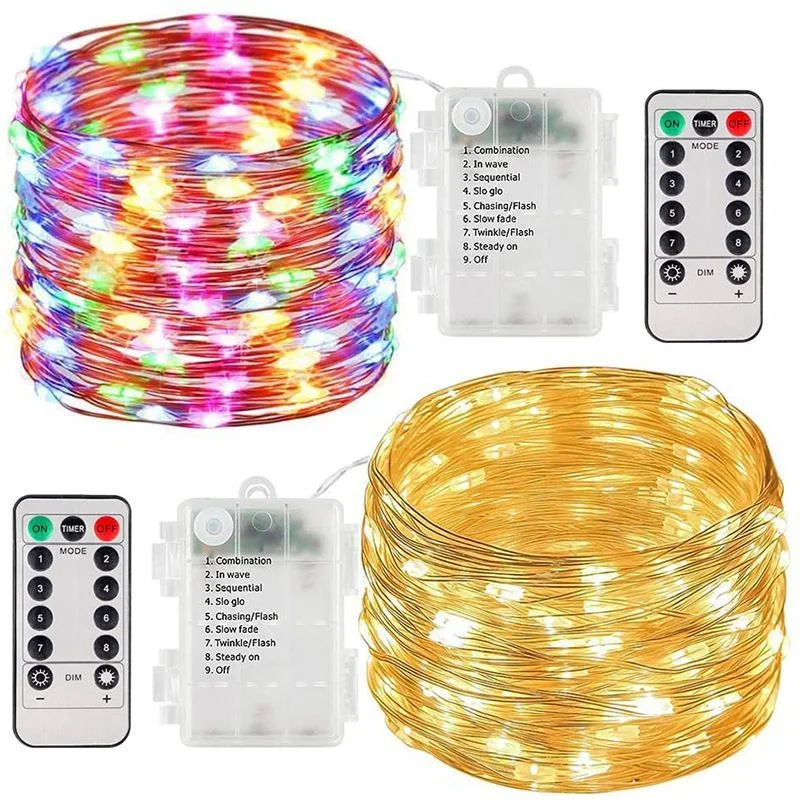 Wedding Copper Silver Wire Garland Light Battery Remote LED Christmas Fairy Party Lights Outdoor Decoration for String Lights