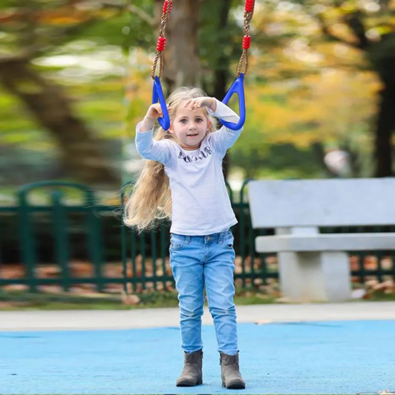 Gymnastics Hanging Rings Kids Jungle Gym Outdoor Indoor Home Gym Backyard Playground Play Obstacle Course Training