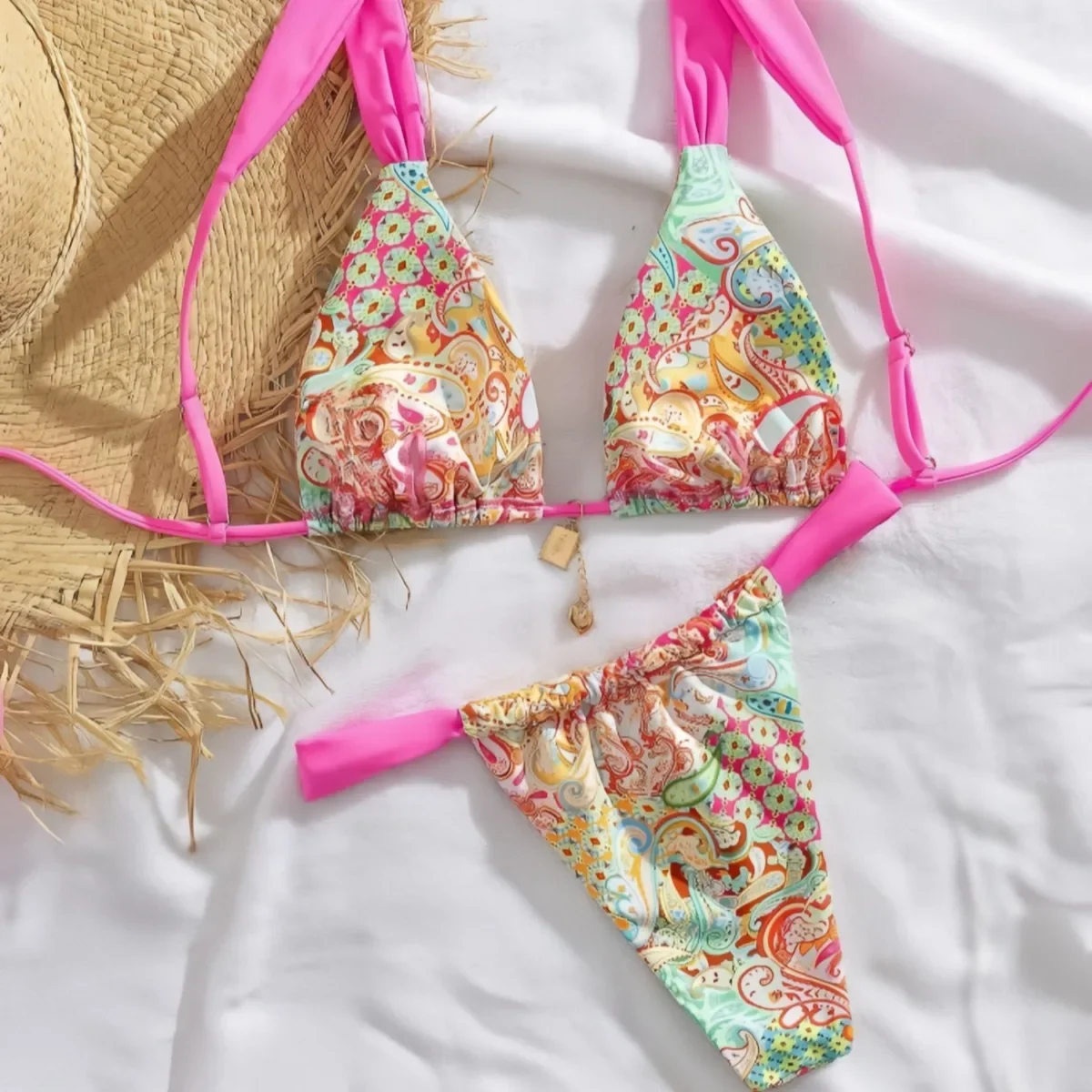 مطبوعة بيكيني سبليت مثير النساء ملابس السباحة بيكيني عطلة الشاطئ #6