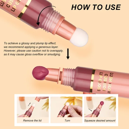 Imagen 2 del producto YOUNG VISION-cabezal de cepillo de felpa líquido para iluminar los labios, 6 colores, hidratante, glaseado