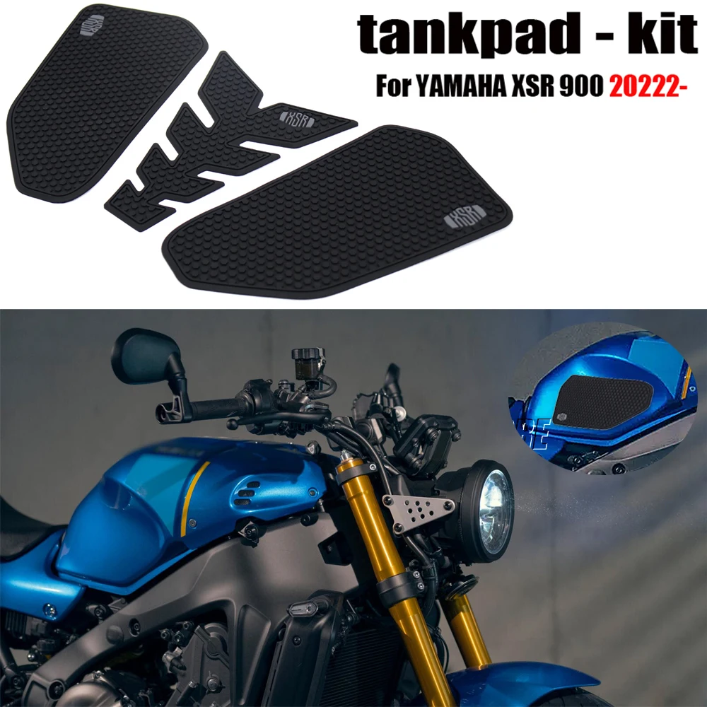 New Motorcycle Accessories Set of Black Logo Anti-Slip Fuel Tank Pad Kit Knee Pads For Yamaha XSR900 xsr900 XSR 900 2022 2023