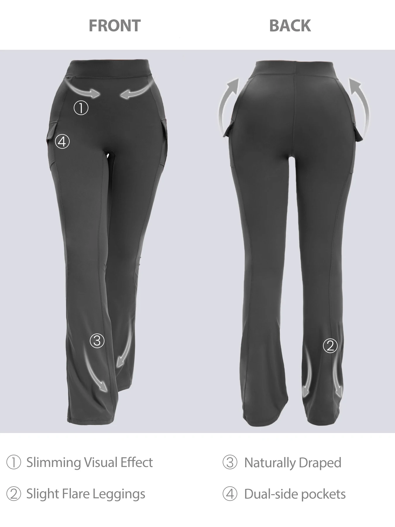 Side Pocket Flared Pants: High Waist Stretch Bootcut Trousers, Breathable Wide Leg Bottoms for Women - Daily Chic Comfort