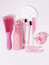 8-piece hair brush set spray bottle mouse tail comb hair edge design wire clip wrinkle removal brush Special for real hair wigs