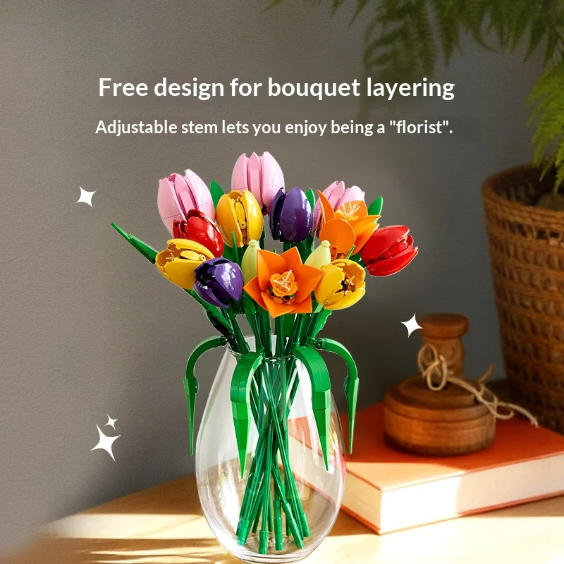 Lego bouwstenen bloemplanten serie 11501 tulpboeket jongens en meisjes kinderpuzzel bouwspeelgoed cadeau woondecoratie