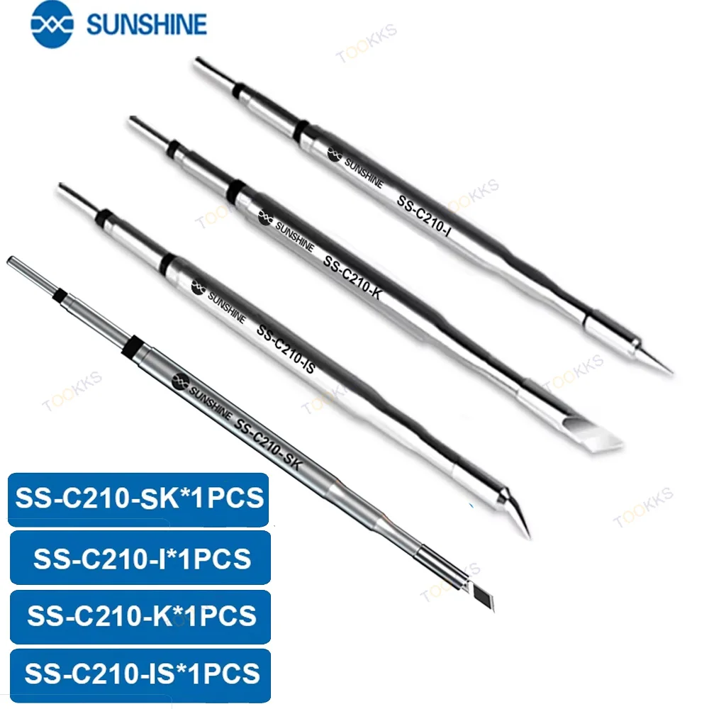 Lead-free Sunshine SS C210 Soldering Tip Universal GVM T210 T210 T26 T26D S21 Tips Fast Heating C210-I/IS/K Head for SMD Welding