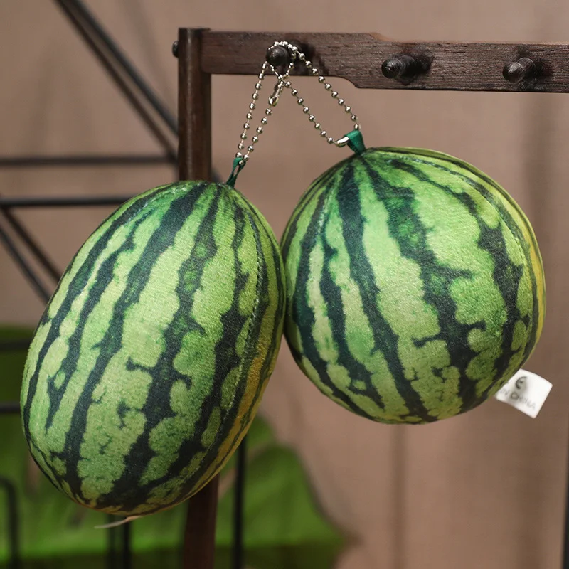 Neues 3D-Wassermelonen-Plüschtier, lebensechtes rundes und ovales Wassermelonen-gefülltes Kissen, niedliches Wassermelonen-Puppen-Sofa, dekoratives Obstkissen