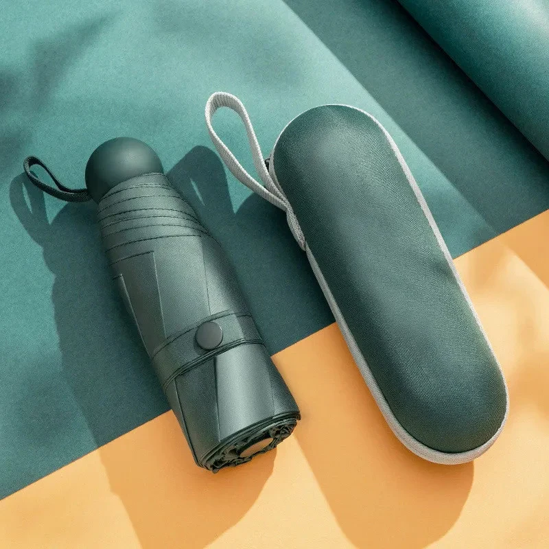 Mini Travel Umbrella with Box, Lightweight Portable Manual Opening