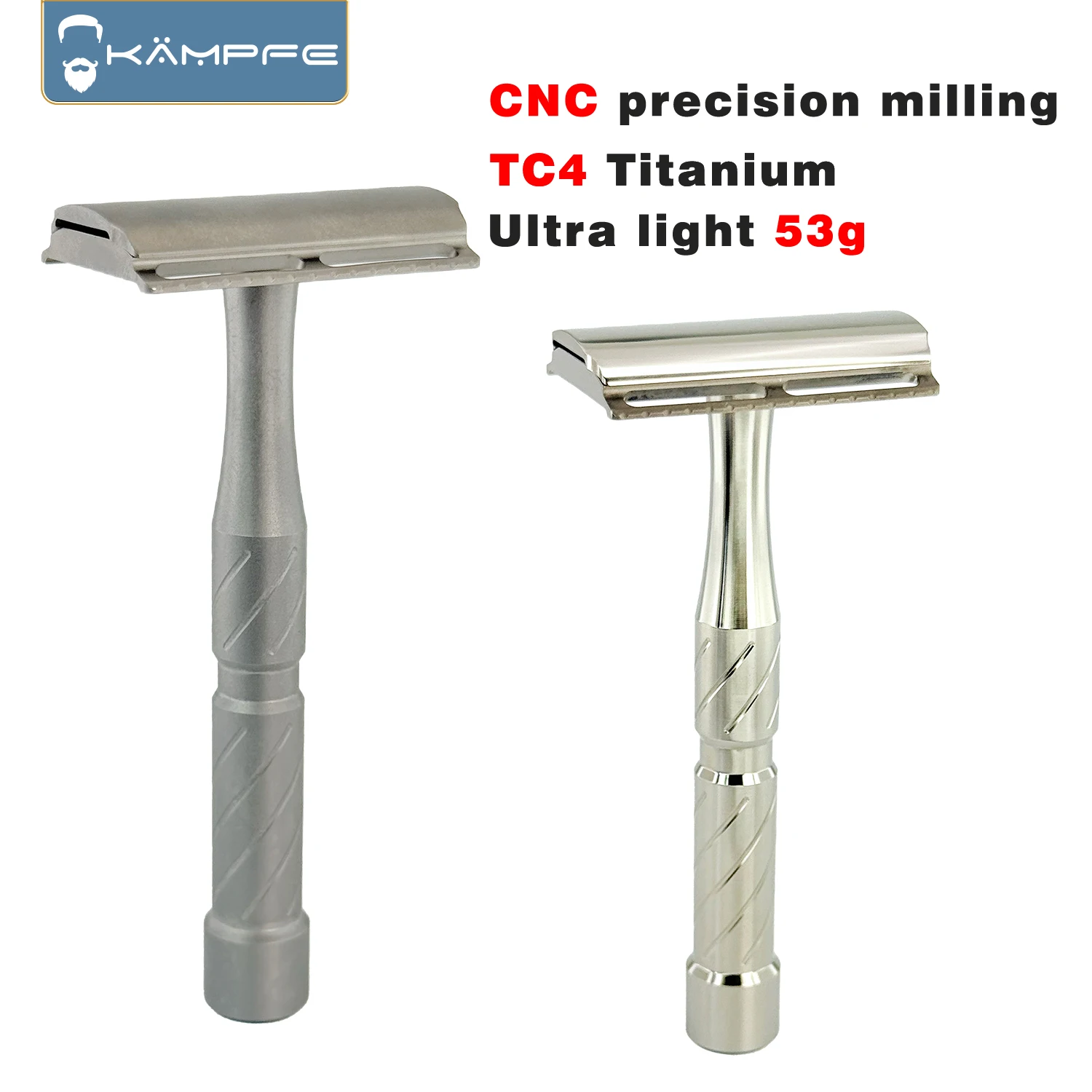 

KAMPFE Ultra Light 53g TC4 Титановая двусторонняя безопасная бритва с ЧПУ Прецизионное фрезерование Мужской подарок для ухода за мужчинами DE бритва
