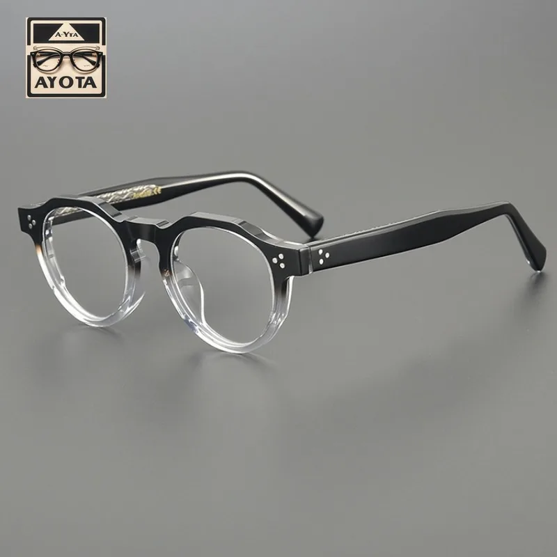 

Japanese Retro Handmade Personalized Eyeglasses Frame Men's Designer Acetate Polygon Myopic Reading Prescription Glasses Women