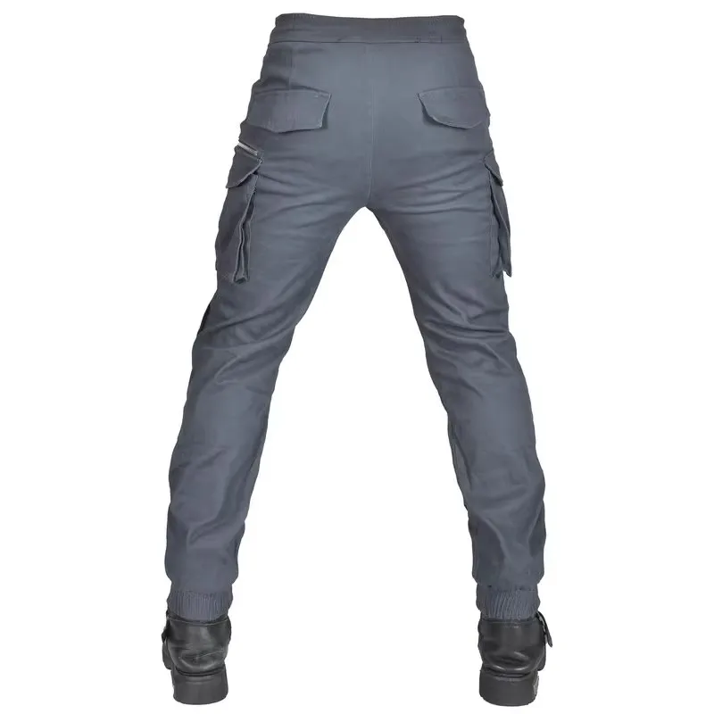 Loong Biker Motorcycle Riding  Jeans  Four Seasons Cargo Protection Pants Casual Elastic Waist Tight Hem Motocross Trousers