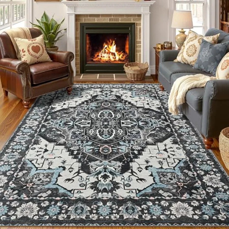 

Area Rugs for Living Room 4x6 hine Washable Rugs for Bedroom Non Slip Abstract Boho Rug Indoor Carpet Large Floor Throw Rug fo
