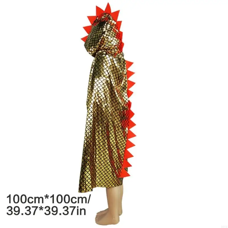 B95F ديناصور كيب التنين مقنعين عباءة هالوين زي الساحرة عباءة زي الديناصور