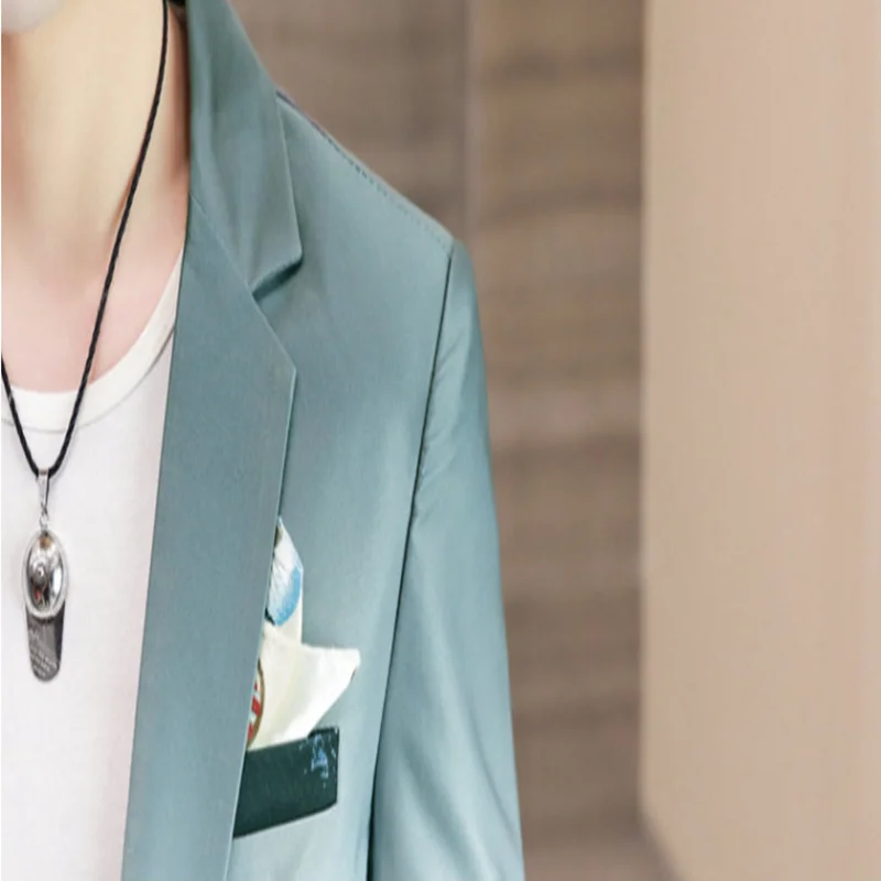 남성 슬림핏 블레이저 가을 패션 프린트 잘생긴 한국어 버전 캐주얼 싱글 브레스트 연회 부티크 스타일