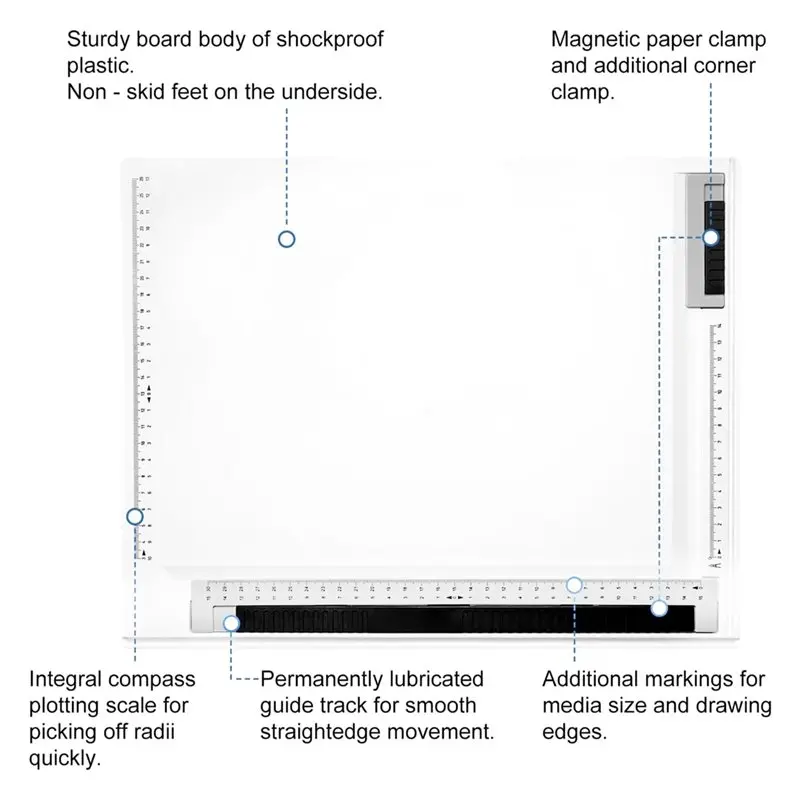 

【ELECTRONIC-ACCESSORIES】Art Table With A3 Drawing Board Adjustable Angle Parallel Motion Ruler, Perfect For Students, Architects