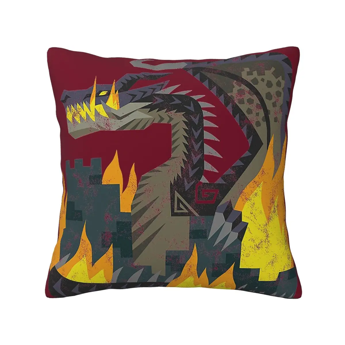 

Monster Hunter World Iceborne Fatalis Kanji Icon Polyester Cushion Cover Decor Pillow Case Cover for Home Double-sided Printed