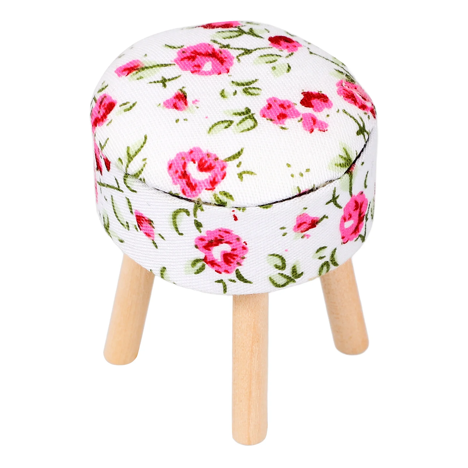 Mini Round Bench Miniature Stool House Model Wood Small Wooden Stools Fabric