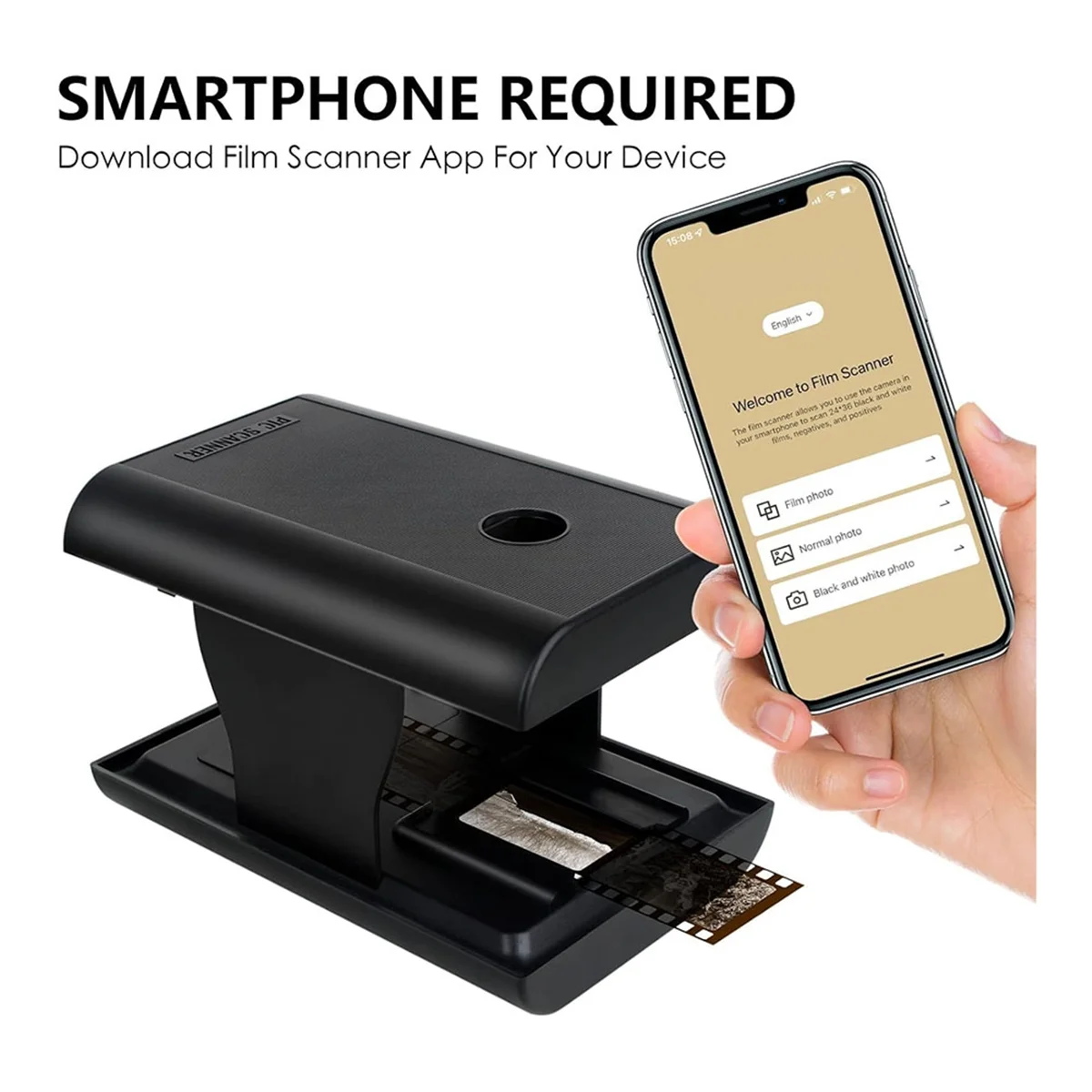 IYBBW-Mobile Film and Slide Scanner, 35mm Slide and Negative Scanner with LED Backlight for OldFilm to JPG, Support Editing