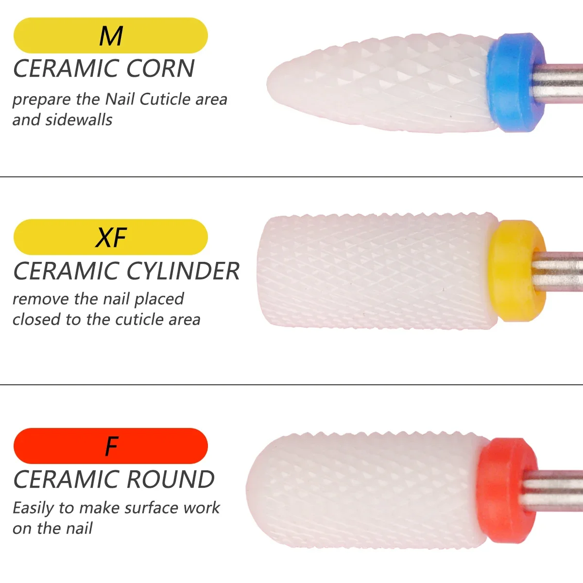 14 pçs/caixa profissional cerâmica prego broca conjunto elétrico manicure arquivo de unhas para unhas de gel acrílico e cutículas