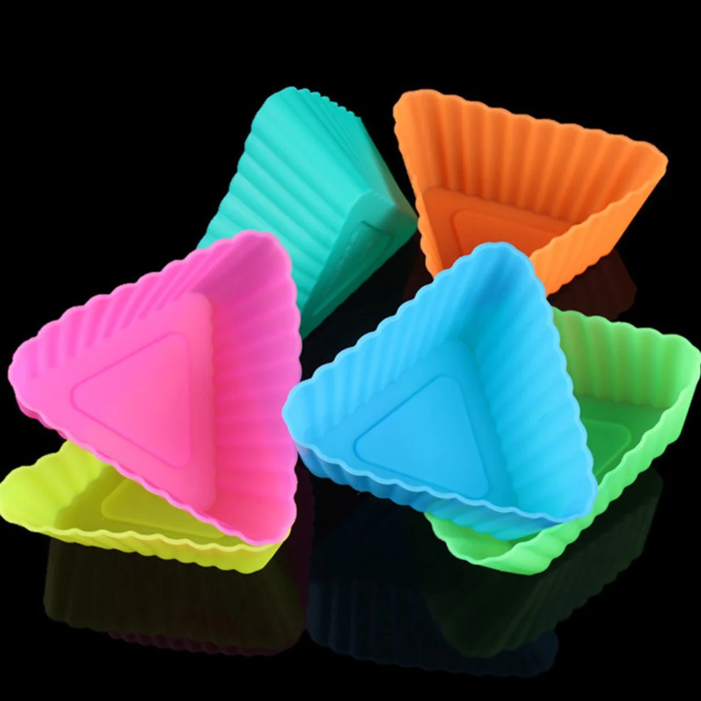 20 Pcs Chocolate Triangle Muffin Cup Cake Pan Reusable Cupcake Liners Mini Paper Cups Silica Gel DIY Baking Mold