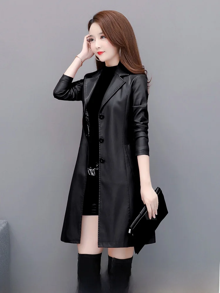 

Ning Genuine Leather Coat Women's Mid-Length Waist-Cinching Korean Sle 2025 Spring Autumn New Slimming Outerwear