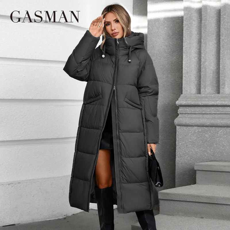 GASMAN 2024 piumino donna lungo classico design con cerniera tasca grande colletto alla coreana cappotto sottile con cappuccio donna parka 88606