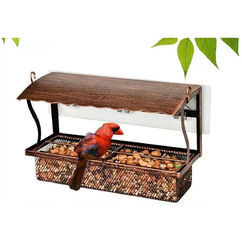 For retro rust-proof metal color scheme hanging window balcony bird feeder