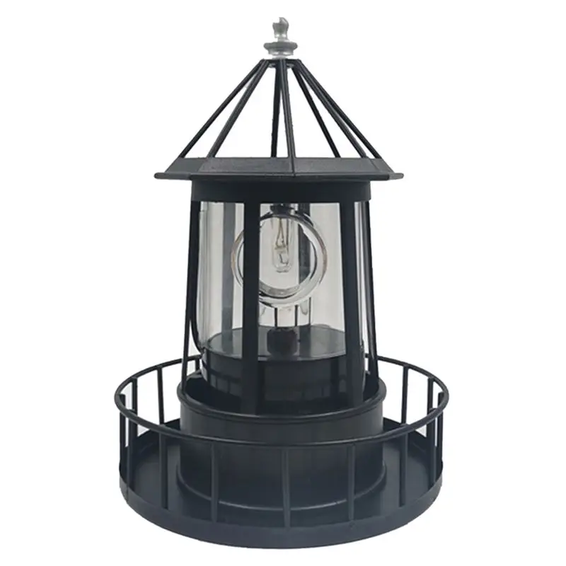 ABMI-Landscape Lamp Iron Solar Powered Rotating Beacon Light Adornment Lighthouse Garden Decor A,