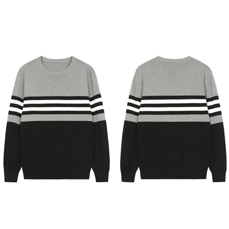 Maglione lavorato a maglia a righe da uomo in cotone Pullover casual Girocollo di moda coreana Nuovi maglioni autunno inverno Capispalla alta