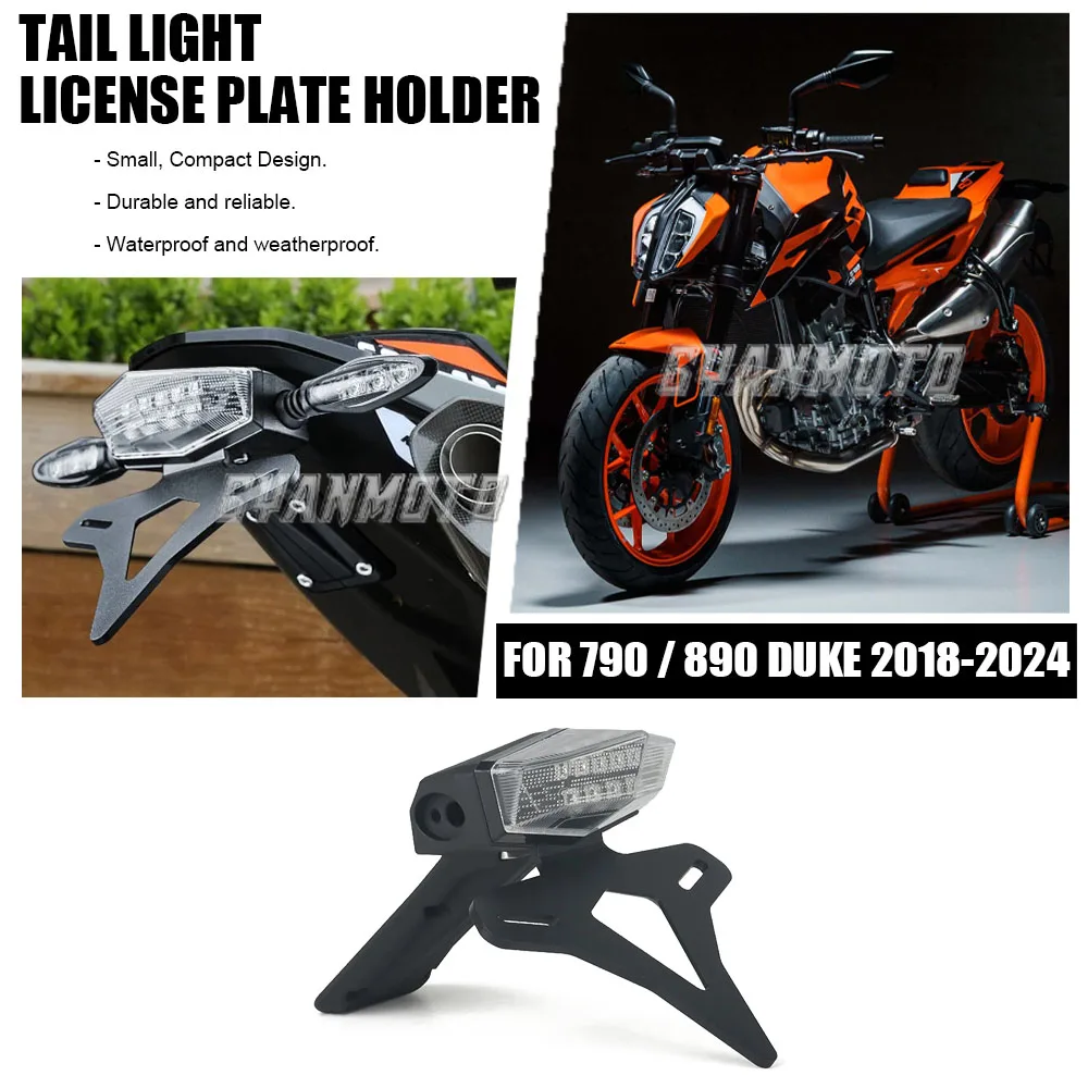 

For 790 890 Duke 790Duke 890Duke 2018-2024 NEW Motorcycle Rear Short Tail Stock License Plate Holder Tailstock Bracket LED Light