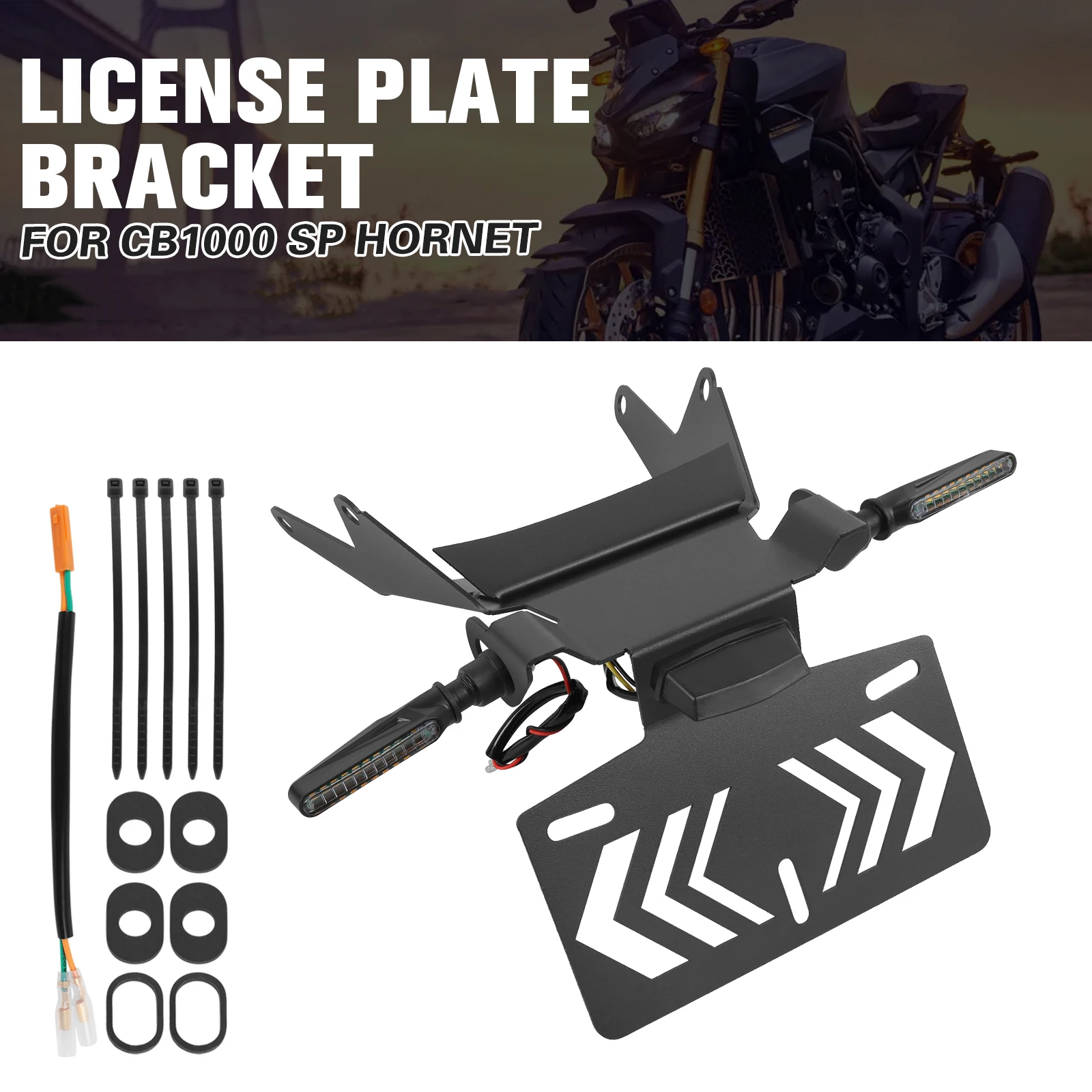 CB1000 Kennzeichenhalter für Honda CB 1000 Hornet SP ab 2025 Motorrad Hinten Schwanz Rahmen Fender Eliminator Halterung mit LED
