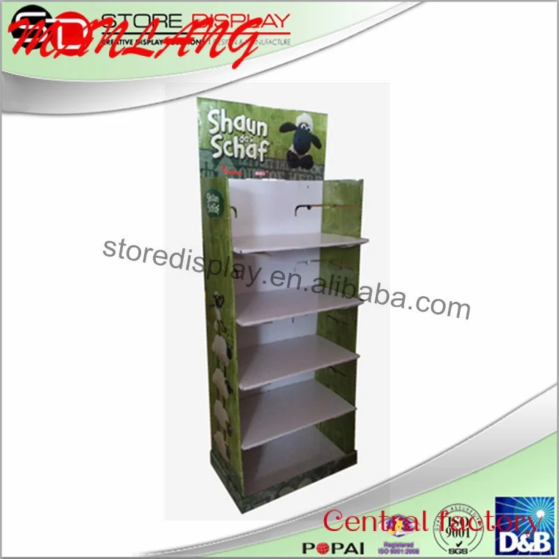 CustomPaper Display Stands in Store , 4C Offset Printing Shelf for Plush Toy , POS Gifts Displayer with 5 Cells for Shop retaili