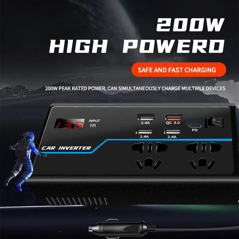 G9 Auto-Wechselrichter 200W Hochleistungs-Intelligenter Chip für Sicheres und Schnelles Laden Unterstützt Mehrere Geräte