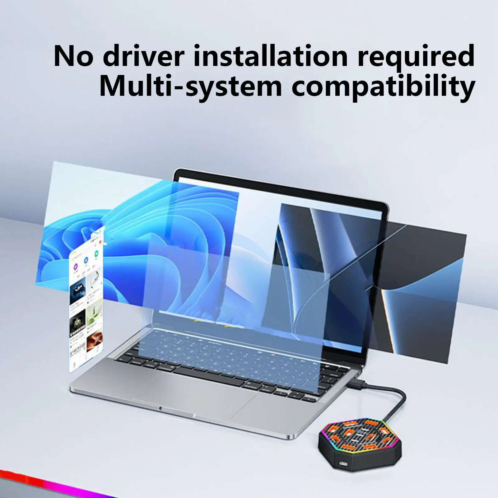 

Docking Station For Laptop 13-Port USB Adapter Docking Station RGB Accessories Electric Working For Professionals College
