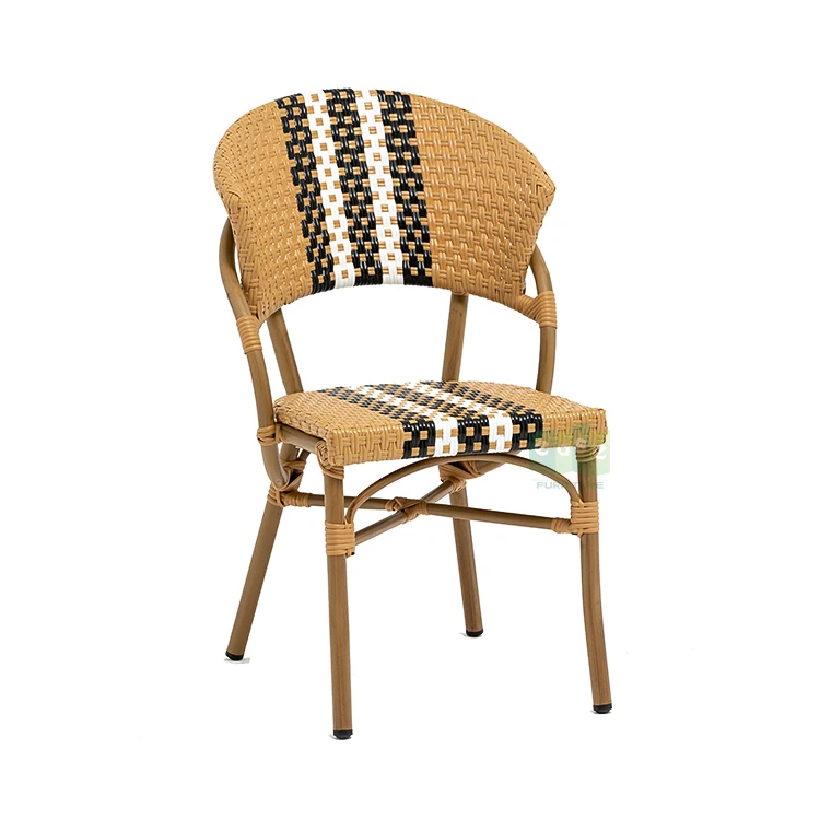 (E6026) Parisian Modern Outside Garden Synthetic Rattan Back Furniture Nordic Outdoor Bistro Dining Chair كرسي استرخاء