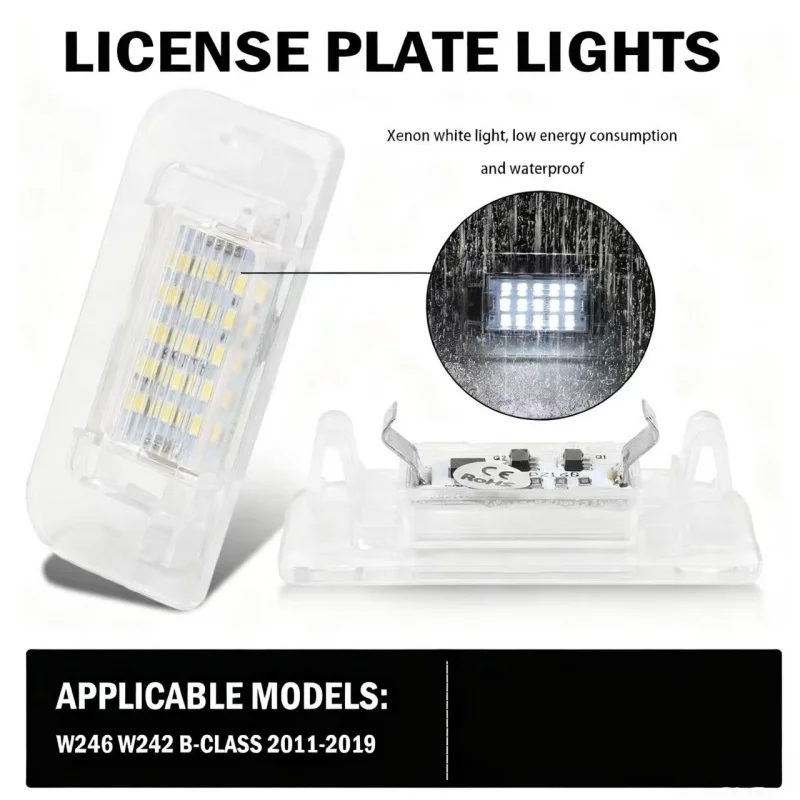 2pcs for Mercedes Benz B-Class W242 W246 2011 2012 2013-2015 2016 2017 2018 2019 White LED Number License Plate Light Lamps Led