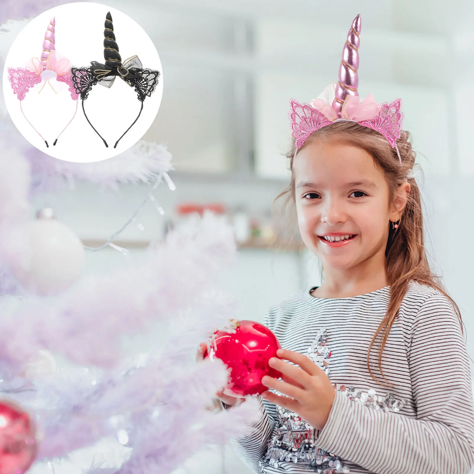 

2 шт., обручи для волос с единорогом, шикарные вечерние головные уборы, реквизит, прекрасный декор для волос, сценический головной убор, повязка для волос