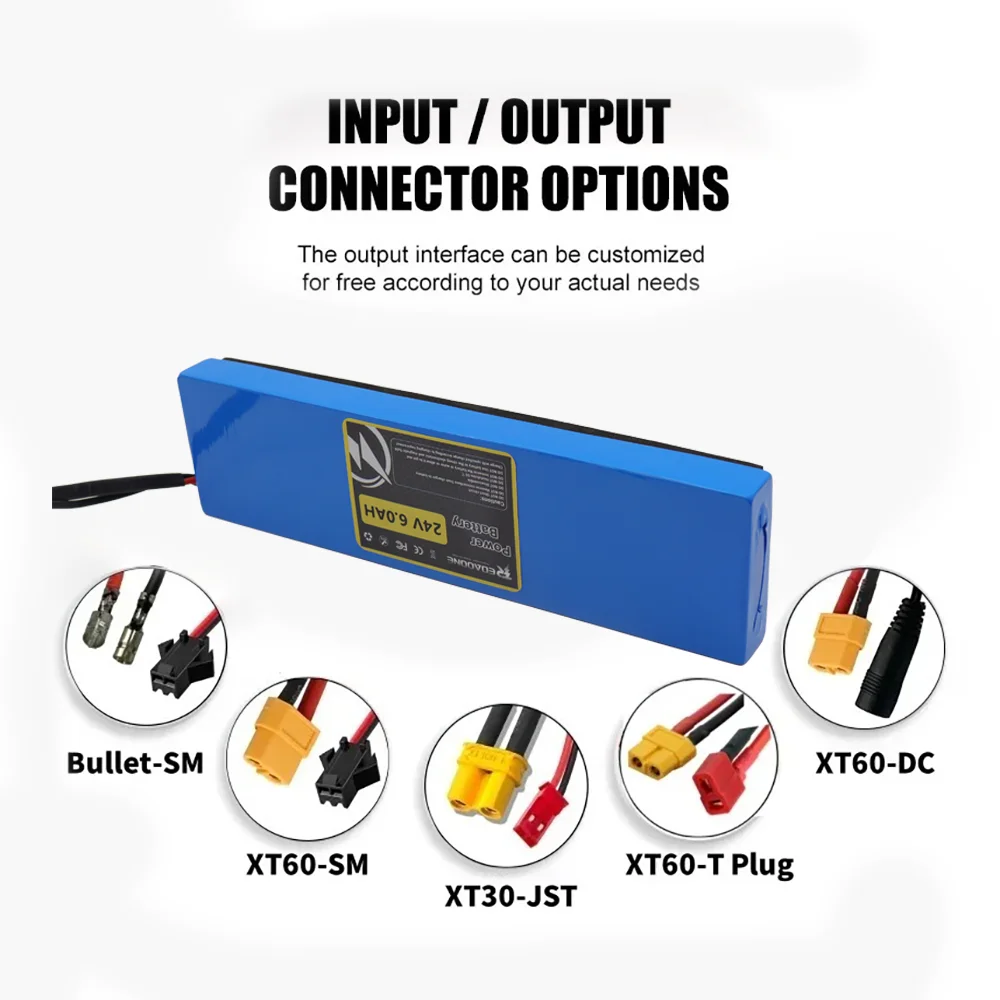 بطارية سكوتر كهربائي Reoaoone 24 فولت 6000 مللي أمبير في الساعة - حزمة ليثيوم خفيفة الوزن طويلة المدى مع BMS مدمجة وحماية آمنة