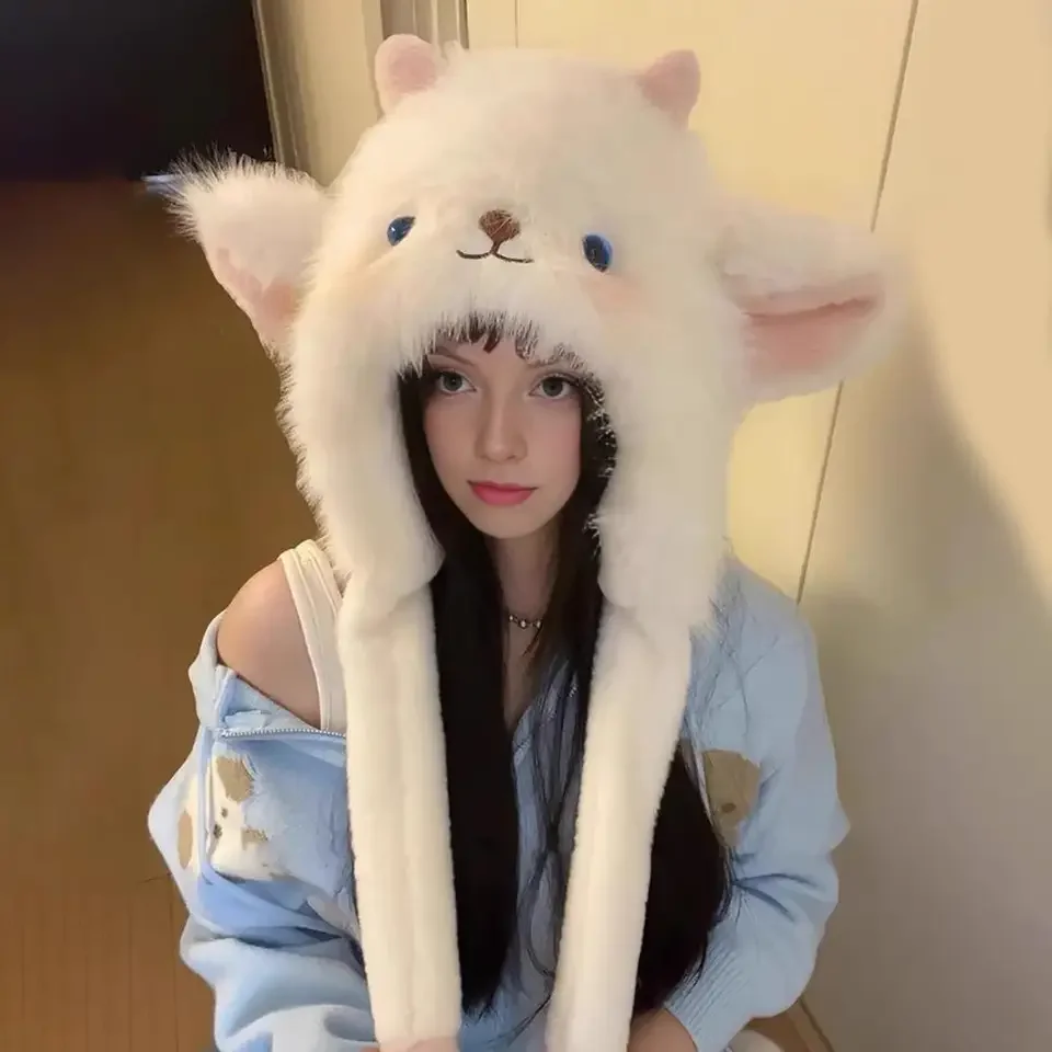 

Astral Knit Cat-Ear Thermal Lined Winter Hat for Urban Adventures Elastic Ribbed Earflap Design for Dog Walking