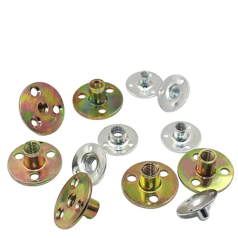 Furniture Lock Nut Galvanized Three-hole Nut Nut Iron Plate Locking Nut for Wood M6 M8 M10