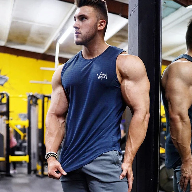 2024 Summer new Gym Vest Men Bodybuilding Sleeveless Sports Tank Top quick-drying mesh Fitness Running Tank Top men Clothes