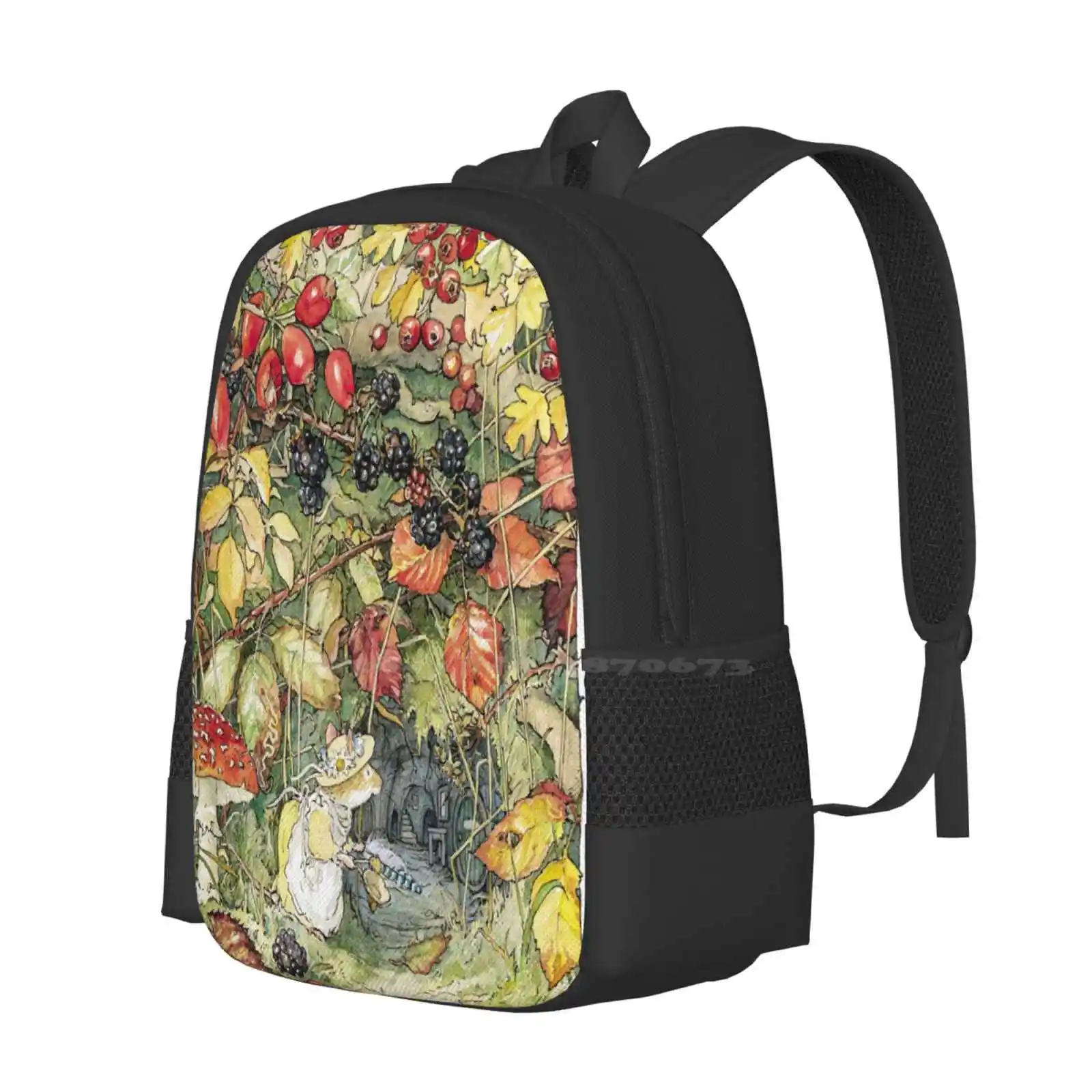 Primrose At The Entrance To The Tunnels Pattern Design Bag Student'S Backpack Brambly Hedge Jill Barklem English Quintessential