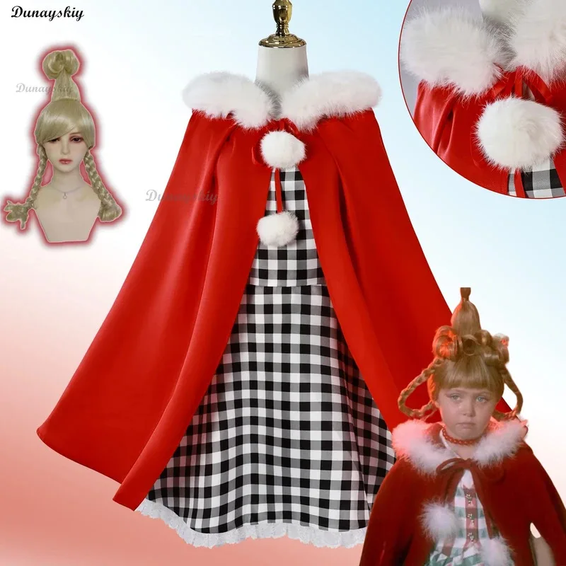 

Cindy Lou Who coaplay costume Red Hood jumpsuit ID dress wig monster cosplay Christmas costume women girls customized