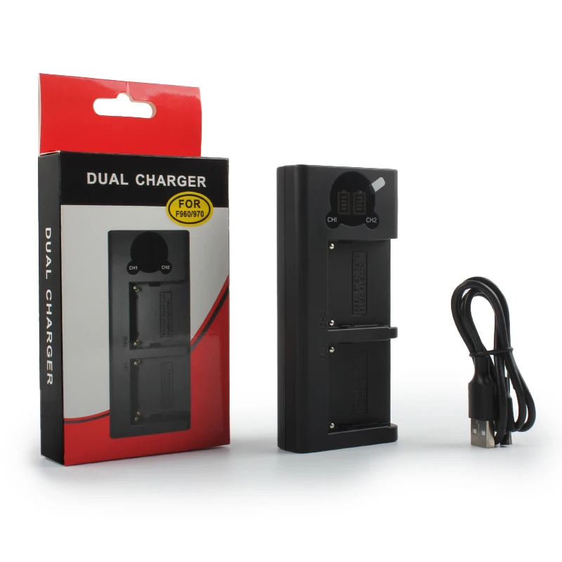 Bateria LED Carregador USB, apto para Sony PLM-100, CCD-TRV35, MVC-FD91, MC1500C, L10, TR555, VX2200E, D77, NP F970, NP-F960, NP-F970, F950