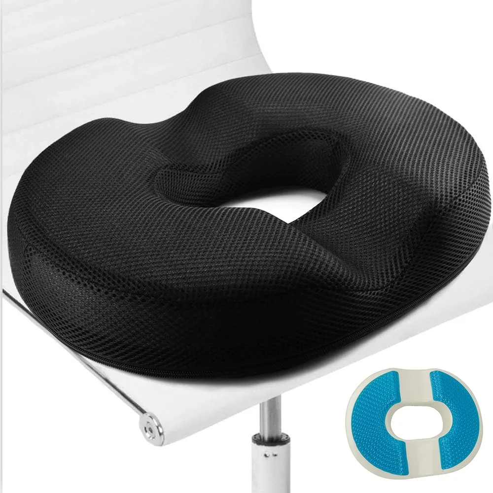 Cuscino per seduta, cuscino ad anello a forma di ciambella in memory foam, ideale per sedie da ufficio e da casa, divani, auto, sedie a rotelle, ampio utilizzo.