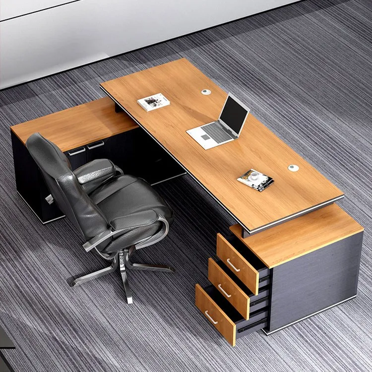 High End Office Furniture Luxury Executive Boss Office Desk L Shaped Wooden CEO Work Office Table