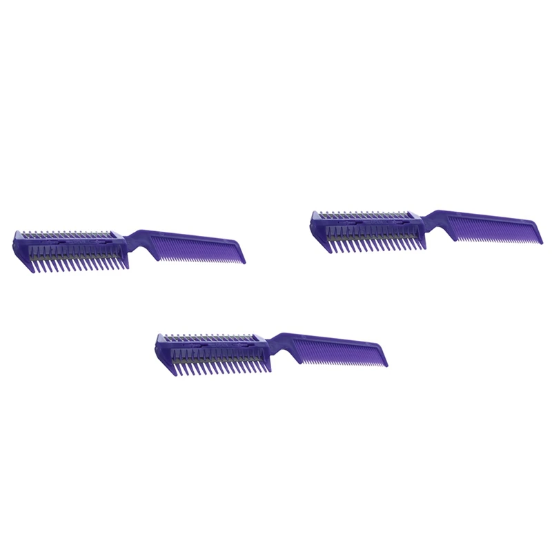 3X メタルブレードカミソリプラスチックヘアコームカッタートリマーパープル