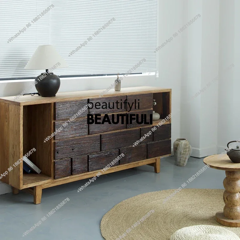 

ss8350 Old elm dining side household storage chest cabinet storage retro TV cabinet porch cabinet