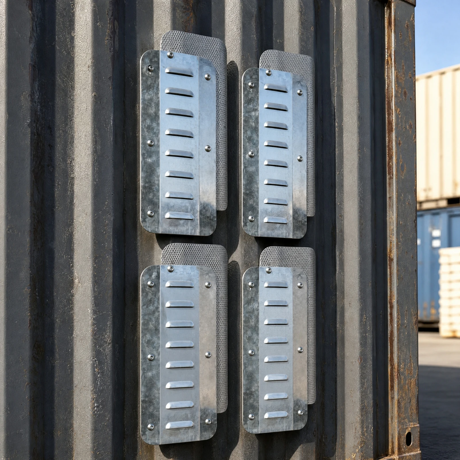 4 Pieces Galvanized Steel Louvered Ventilation Panel Corrosion-Resistant Louvered Container Vent with Pre-Drilled Holes
