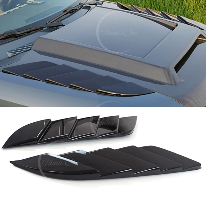 For Land Rover Defender 90 100 130 2020+ 2Pcs Front Side ABS Hood Intake Scoop Bonnet Trim Panel Air Vent Outlet Covers Bar