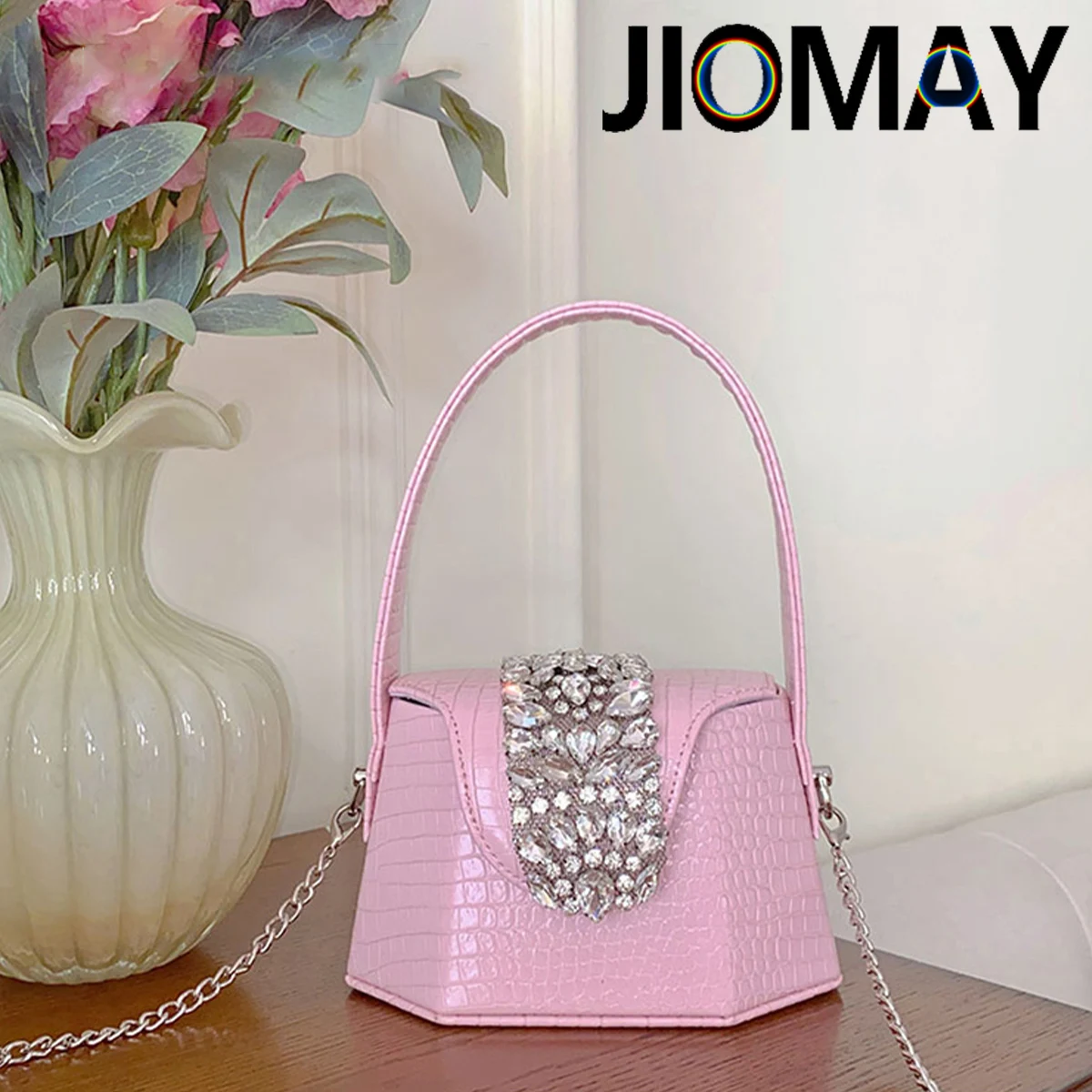 

JIOMAY Personality Design Stand Oil Bag Luxury Designer Bags High Quality PU Leather Tote Bag Dopamine Style Makeup Bag